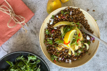 Lentil salad with roasted fennel