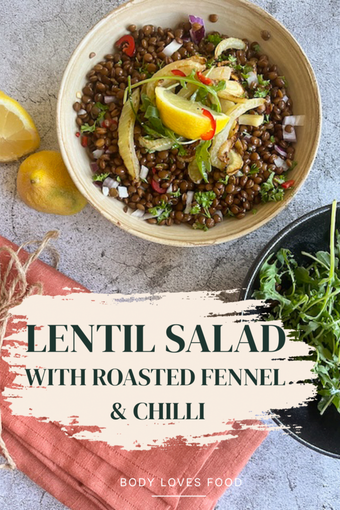 Lentil salad with roasted fennel