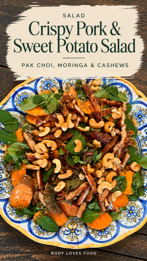 crispy pork sweet potato salad