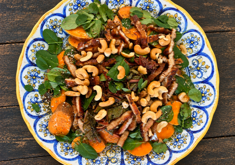 crispy pork sweet potato